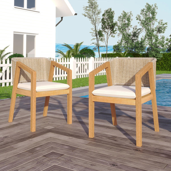 English Elm Christopher Knight Home® - Dining Rope-Backrest Chair Set of 2 with Removable Cushions, Acacia Wood Frame, Non-Slip Pads, Straps N779P210772L