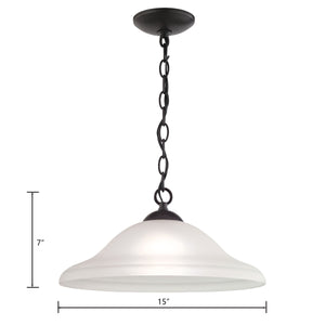 Thomas Lighting Conway Opaque Glass Pendant Light for Dining Rooms and Kitchen Islands with Nickel Frame 15 inches Oil Rubbed Bronze 1221PL/10