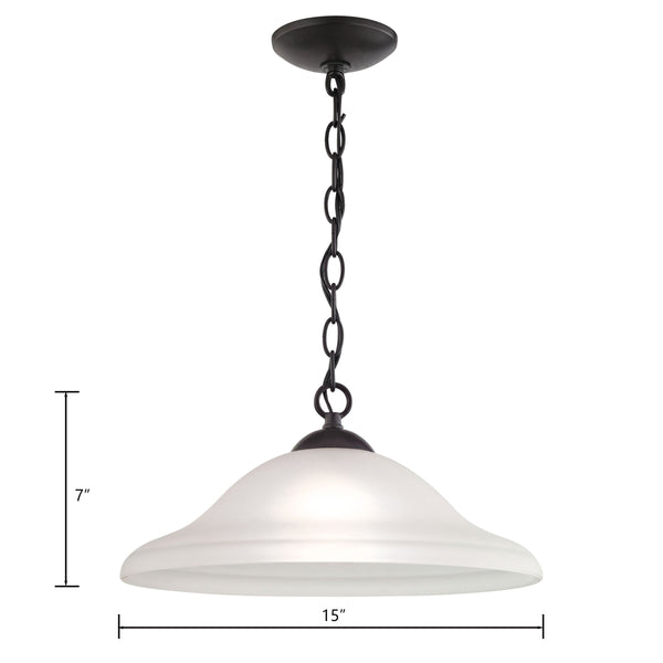 Thomas Lighting Conway Opaque Glass Pendant Light for Dining Rooms and Kitchen Islands with Nickel Frame 15 inches Oil Rubbed Bronze 1221PL/10