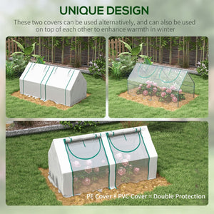English Elm Outsunny Portable Outdoor Greenhouse Steel Frame Dual Pe Cover with Roll up Windows W2225P229275