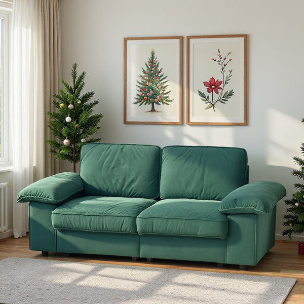 English Elm Fx-P20M-2S-Gr Green Velvet 2-Seater Loveseat With Hidden Storage - Stylish Sofa For Small Spaces W576S00230