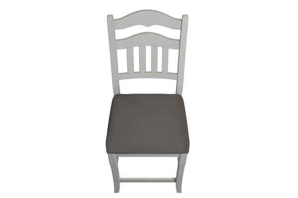 English Elm Contemporary Rustic Antique White Counter-Height Ladder Back Chairs with Upholstered Cushions, 2pc B011P368158