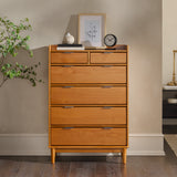 30" Solid Wood 6-Drawer Chest with Gallery BR6DRLEEDRCA-T Caramel BR6DRLEEDRCA-T Walker Edison