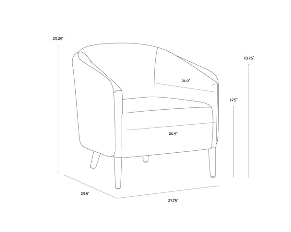 Sunpan Sheva Armchair - Elegant Barrel Back Design, Luxurious Upholstered Comfort for Any Modern Space San Remo Winter Cloud / Antonio Charcoal