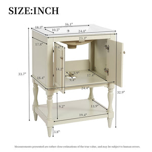 English Elm 24'' French Style Bathroom Vanity with Ceramic Sink Soft Close Cabinet and Drawer Beige N710P411341Y