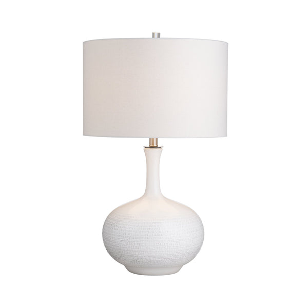 Crestview Collection 28.25"H Elegant Ceramic Table Lamp Set With Textured Design & White Linen Shade For Ambient Lighting   Cvap3127