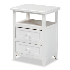Baxton Studio Baxton Karsen Modern White 2-Drawer End Table – Sleek Design, Durable Paulownia Wood, Fully Assembled! FZCabinet190808-White Wooden-2DW-ET