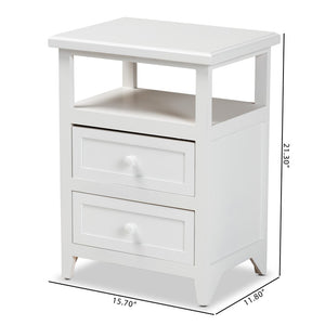 Baxton Studio Baxton Karsen Modern White 2-Drawer End Table – Sleek Design, Durable Paulownia Wood, Fully Assembled! FZCabinet190808-White Wooden-2DW-ET