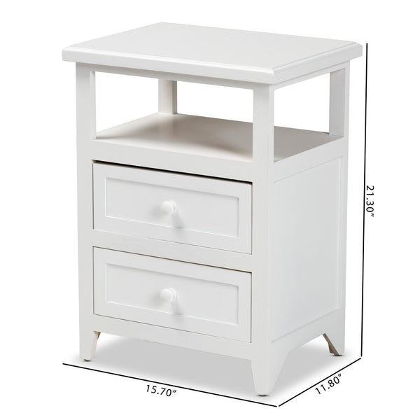 Baxton Studio Baxton Karsen Modern White 2-Drawer End Table – Sleek Design, Durable Paulownia Wood, Fully Assembled! FZCabinet190808-White Wooden-2DW-ET