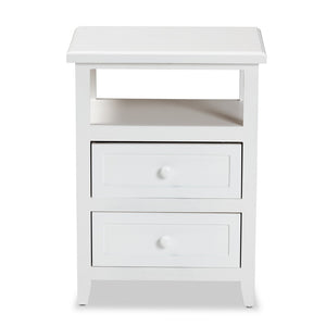 Baxton Studio Baxton Karsen Modern White 2-Drawer End Table – Sleek Design, Durable Paulownia Wood, Fully Assembled! FZCabinet190808-White Wooden-2DW-ET