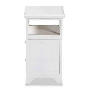 Baxton Studio Baxton Karsen Modern White 2-Drawer End Table – Sleek Design, Durable Paulownia Wood, Fully Assembled! FZCabinet190808-White Wooden-2DW-ET