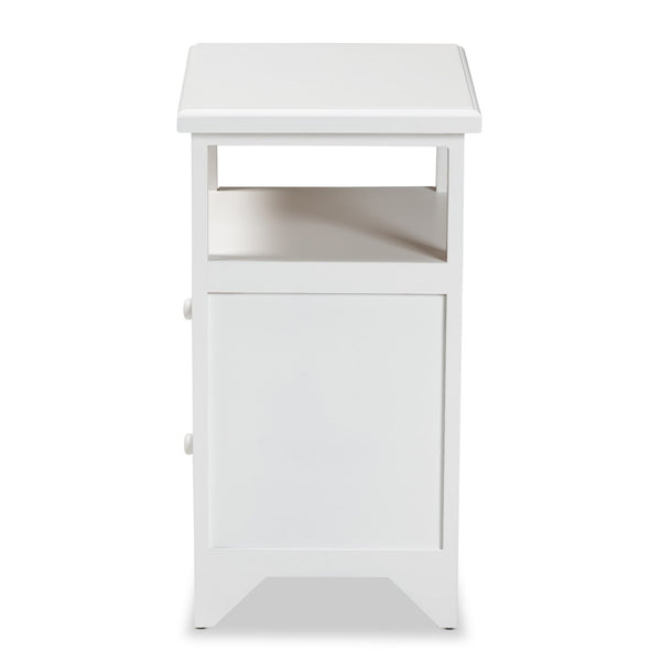 Baxton Studio Baxton Karsen Modern White 2-Drawer End Table – Sleek Design, Durable Paulownia Wood, Fully Assembled! FZCabinet190808-White Wooden-2DW-ET