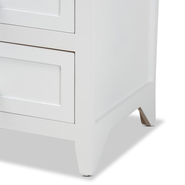 Baxton Studio Baxton Karsen Modern White 2-Drawer End Table – Sleek Design, Durable Paulownia Wood, Fully Assembled! FZCabinet190808-White Wooden-2DW-ET
