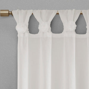 JLA Home Madison Park - Floral Rosette Tab-Top Curtain Panel — Semi-Sheer Faux Linen, Removable Pins for Cottage Charm 95 L x 50 W x 0.13H MP40-5646
