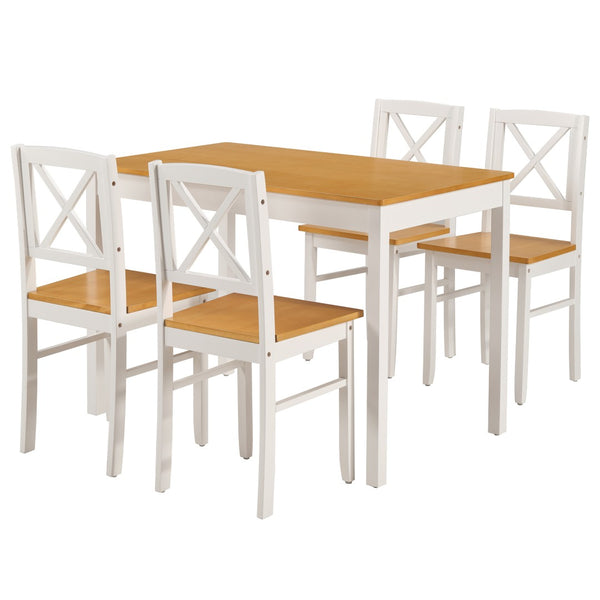 English Elm 5-piece Solid Rubberwood Dining Set Seats Four with Space Saving Design for Apartments W2896P419918