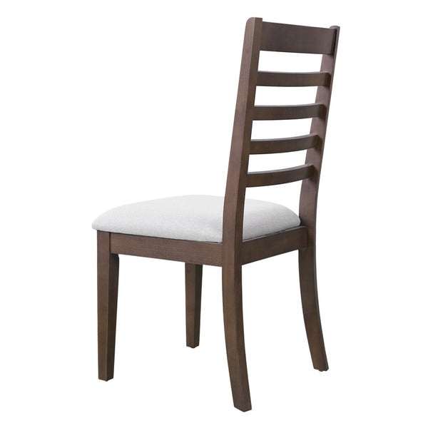 English Elm Farmhouse Ladder Back Dining Chairs Rubberwood Frame Upholstered Seat Set of 2 Brown+Beige N752P272064D