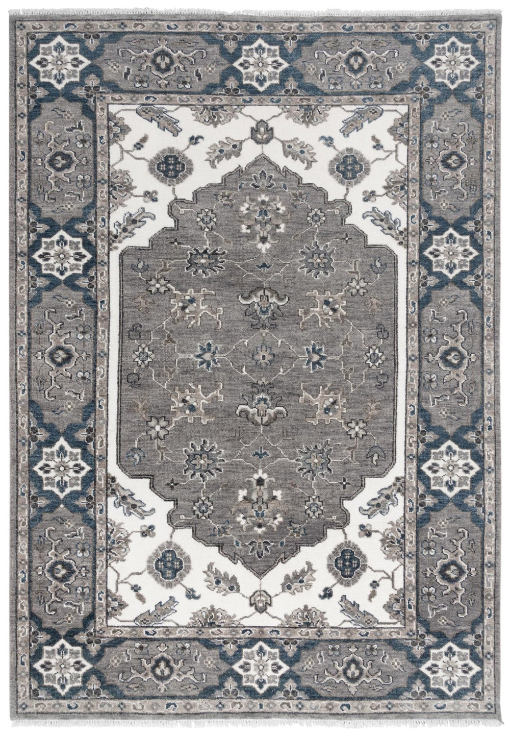 Alora Decor Greek Hand-Knotted Gray Rectangle Rug In Hand-Spun Wool With Persian Motifs For Timeless Elegance 2' x 3' 12212275533370203