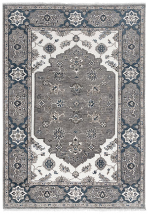 Alora Decor Greek Hand-Knotted Gray Rectangle Rug In Hand-Spun Wool With Persian Motifs For Timeless Elegance 2' x 3' 12212275533370203