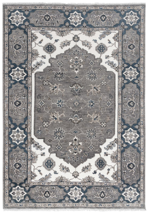 Alora Decor Greek Hand-Knotted Gray Rectangle Rug In Hand-Spun Wool With Persian Motifs For Timeless Elegance 2' x 3' 12212275533370203