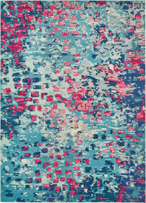 Unique Loom Jardin Ivy Machine Made Abstract Rug Blue, Beige/Blue/Gray/Light Blue/Puce/Red/Pink 8' 0" x 11' 0"