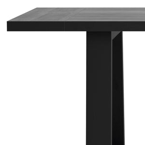 English Elm Whitley Solid Mango Wood Farmhouse Dining Table Trestle Base Seats Six Black B136P420749