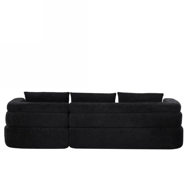 English Elm 106" L-shaped Sectional Sofa Modular Chaise Lounge Neutral Fabric Living Room Black N771P396321H_N771P396322H