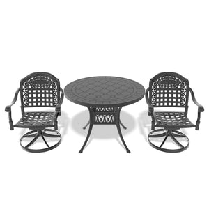 English Elm 3-Piece All-Weather Aluminum Dining Set With Swivel Chairs & Round Table For Cozy Outdoor Spaces W1710S00339
