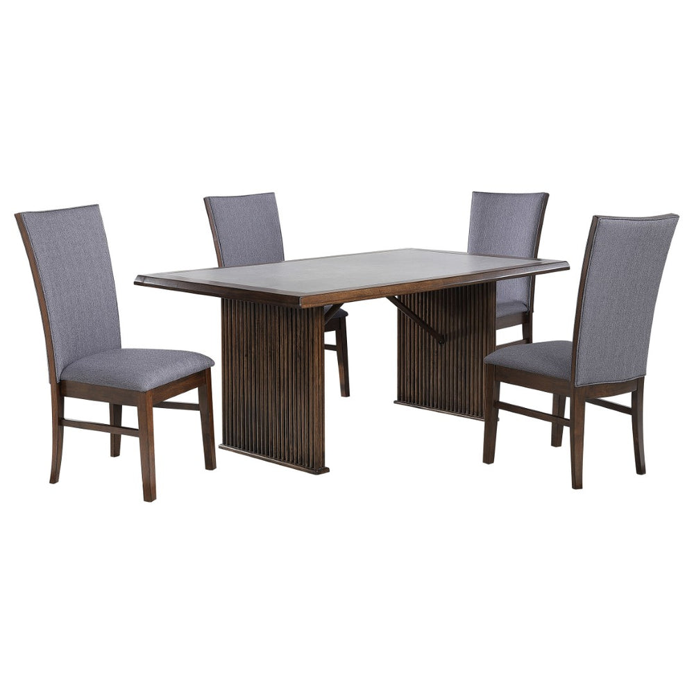 English Elm Wawona Ceramic Top Rubberwood Dining Set with Upholstered Chairs for Four B062S01670