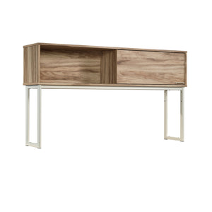 English Elm Hutch, Sleek Brown Office Storage With Hidden Compartment & Open Shelves – Ideal For Modern Workspaces B356P367841