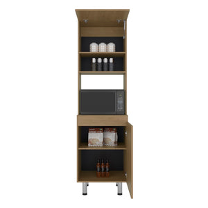 English Elm Soham Tall Kitchen Pantry Cabinet with Chrome Legs Warm Beige Minimalist Storage B092P474468