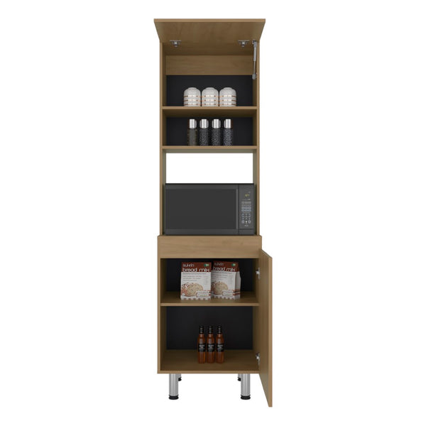 English Elm Soham Tall Kitchen Pantry Cabinet with Chrome Legs Warm Beige Minimalist Storage B092P474468