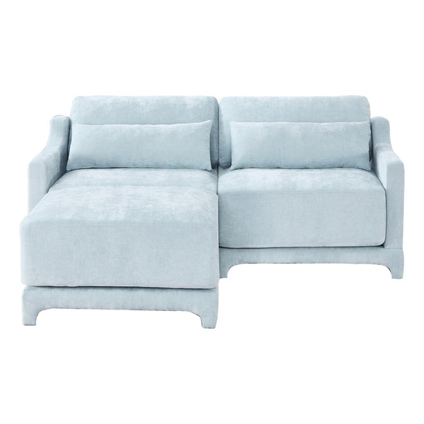 English Elm Two-Seater Sofa Set In Sky Blue Chenille With Ottoman & Lumbar Pillows - Elegant, Ergonomic Comfort W714S01204-GIGA