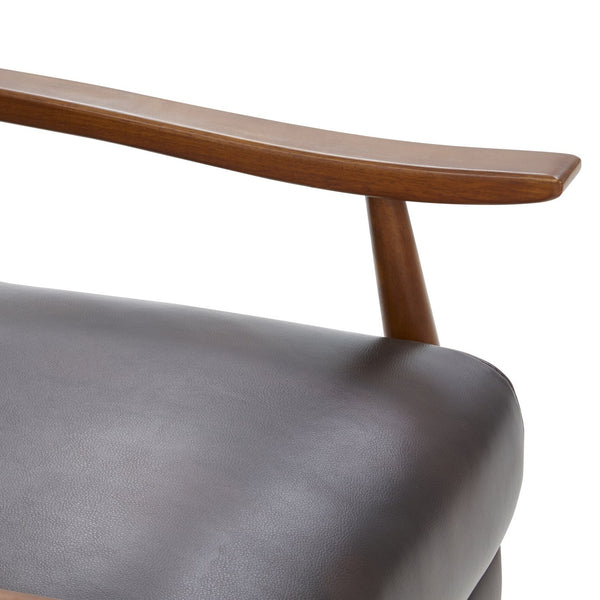 English Elm Sarasota Wood Arm Push Back Recliner with Leather Gel Upholstery, Chestnut Arms & 3-Position Comfort Brown B050P281014