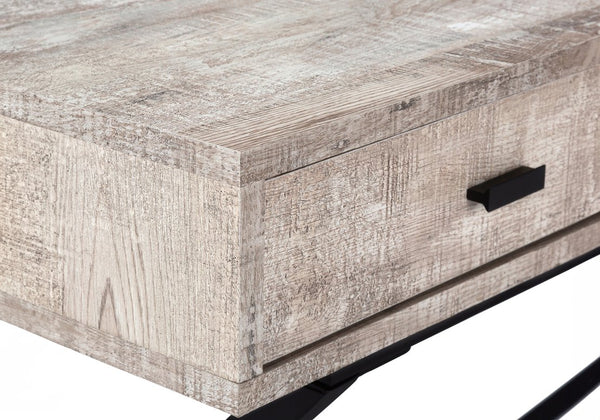 English Elm Computer Modern Tempered Glass Desk with Reclaimed Wood-Look Top and Single Storage Drawer, 48" taupe 53 L x 27 W x 7 H B2710P219774