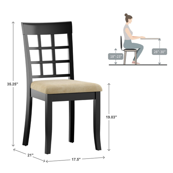 Windsor Lattice Back Rubberwood Dining Chair Set for Kitchen Nook
