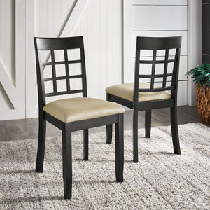 Windsor Lattice Back Rubberwood Dining Chair Set for Kitchen Nook