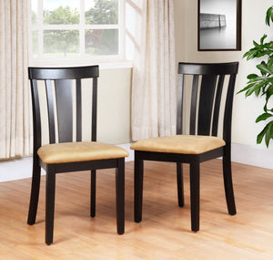Jeann Rubberwood Slat Back Dining Chair Set with Beige Microfiber Seat