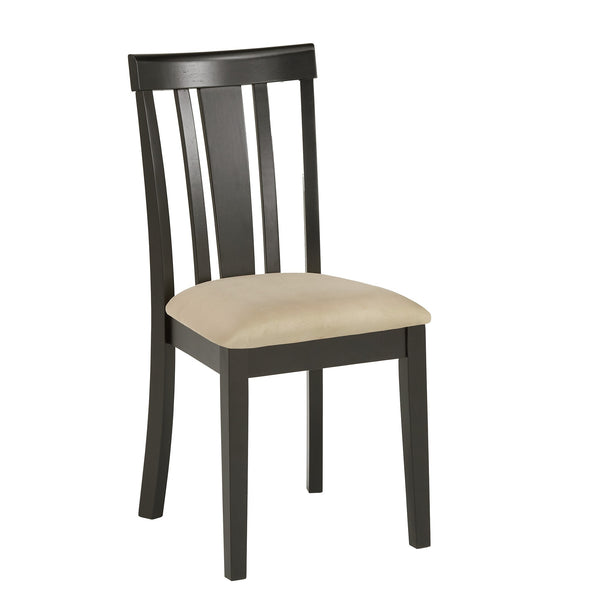 Jeann Rubberwood Slat Back Dining Chair Set with Beige Microfiber Seat