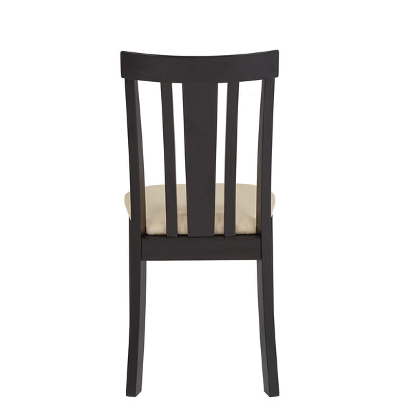 Jeann Rubberwood Slat Back Dining Chair Set with Beige Microfiber Seat