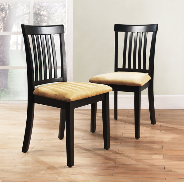 Jeann Slatted Mission Dining Chairs Set of Two Rubberwood Frame Microfiber Seat