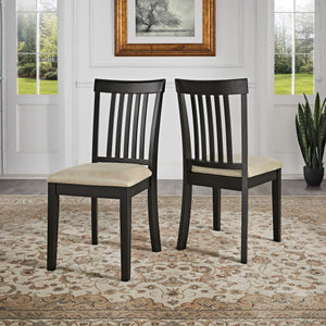 Jeann Slatted Mission Dining Chairs Set of Two Rubberwood Frame Microfiber Seat
