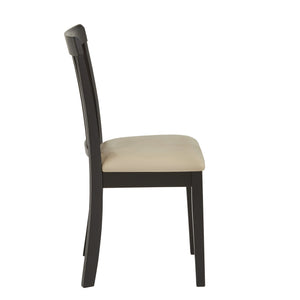Jeann Slatted Mission Dining Chairs Set of Two Rubberwood Frame Microfiber Seat