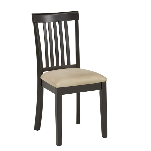 Jeann Slatted Mission Dining Chairs Set of Two Rubberwood Frame Microfiber Seat