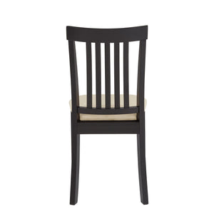 Jeann Slatted Mission Dining Chairs Set of Two Rubberwood Frame Microfiber Seat