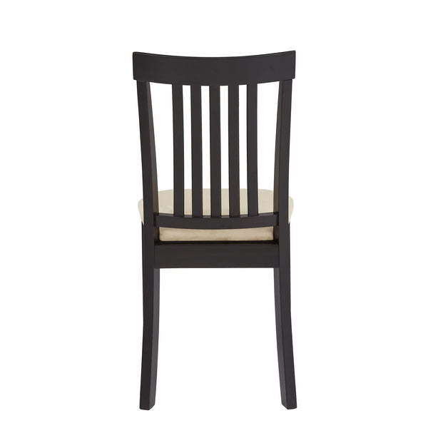 Jeann Slatted Mission Dining Chairs Set of Two Rubberwood Frame Microfiber Seat
