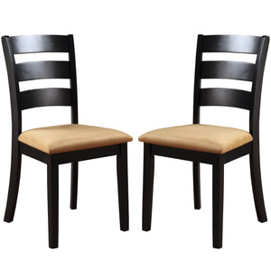 Jeann Ladder Back Dining Chair Set Rubberwood Frame Beige Upholstered