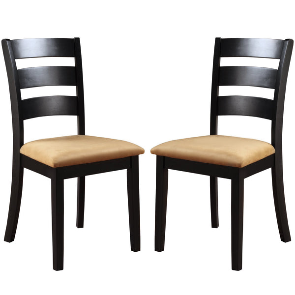 Jeann Ladder Back Dining Chair Set Rubberwood Frame Beige Upholstered