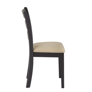 Jeann Ladder Back Dining Chair Set Rubberwood Frame Beige Upholstered