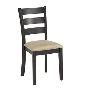 Jeann Ladder Back Dining Chair Set Rubberwood Frame Beige Upholstered