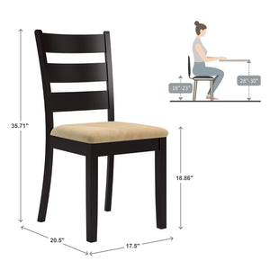 Jeann Ladder Back Dining Chair Set Rubberwood Frame Beige Upholstered